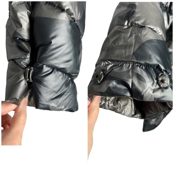 Anorak Crop Sleeve Puffer Jacket Black Camo Size M NEW - Picture 10 of 16